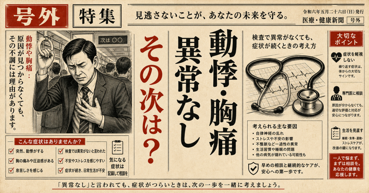 内科で異常なしの動悸や胸痛…次はどこ?通勤が辛い方への処方箋